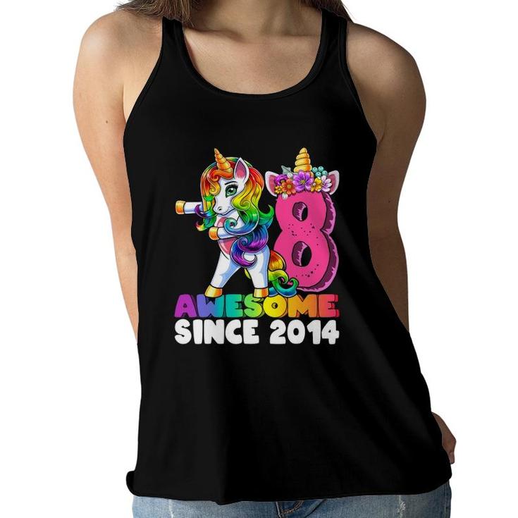 8 Awesome Since 2014 Flossing Unicorn 8Th Birthday Girls Women Flowy Tank