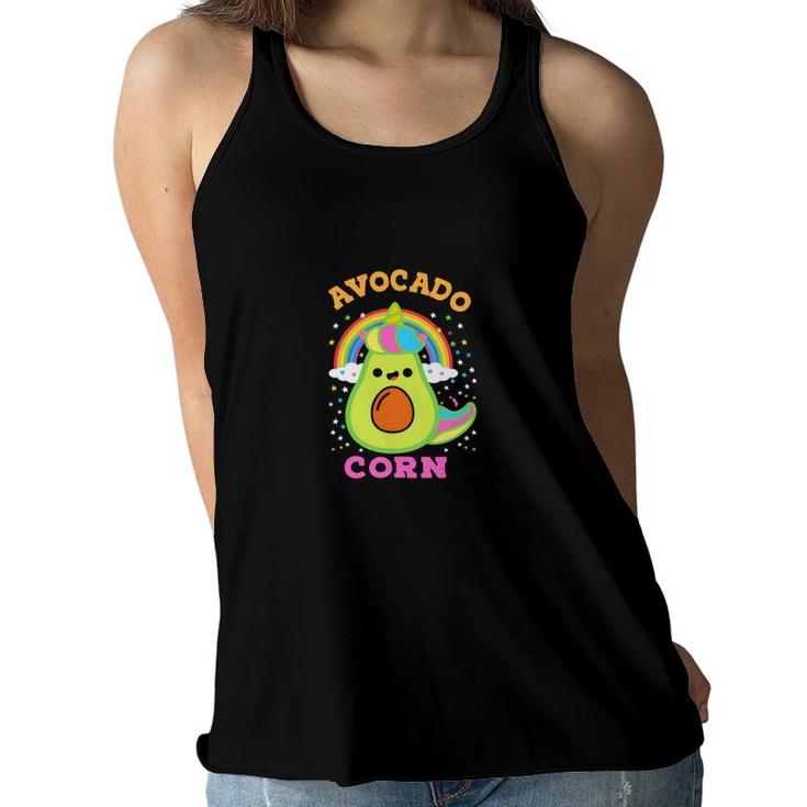 Avocado Corn With A Beautyful Smile Funny Avocado Women Flowy Tank