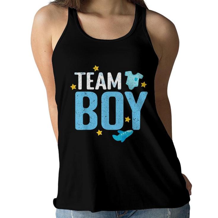 Baby Announcement Team Boy Future Mom Dad Gender Reveal  Women Flowy Tank
