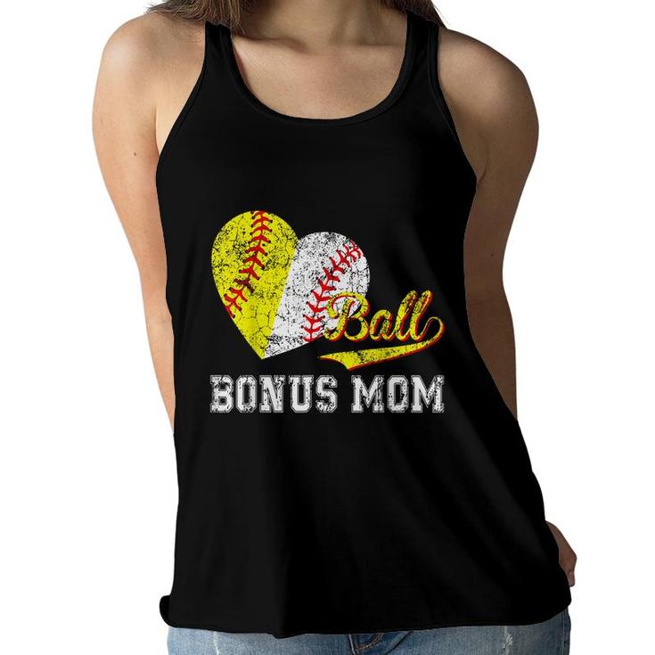 Baseball Softball Ball Heart Bonus Mom Mothers Day  Women Flowy Tank