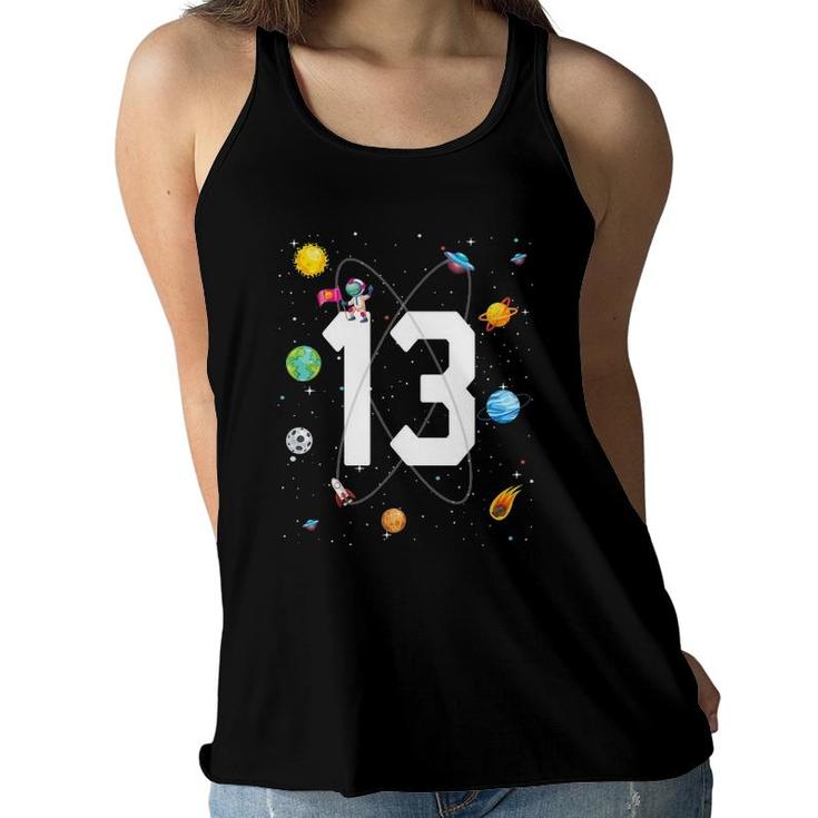 Birthday 13 Outer Space 13Th Birthday 13 Years Old Boys Kids Women Flowy Tank