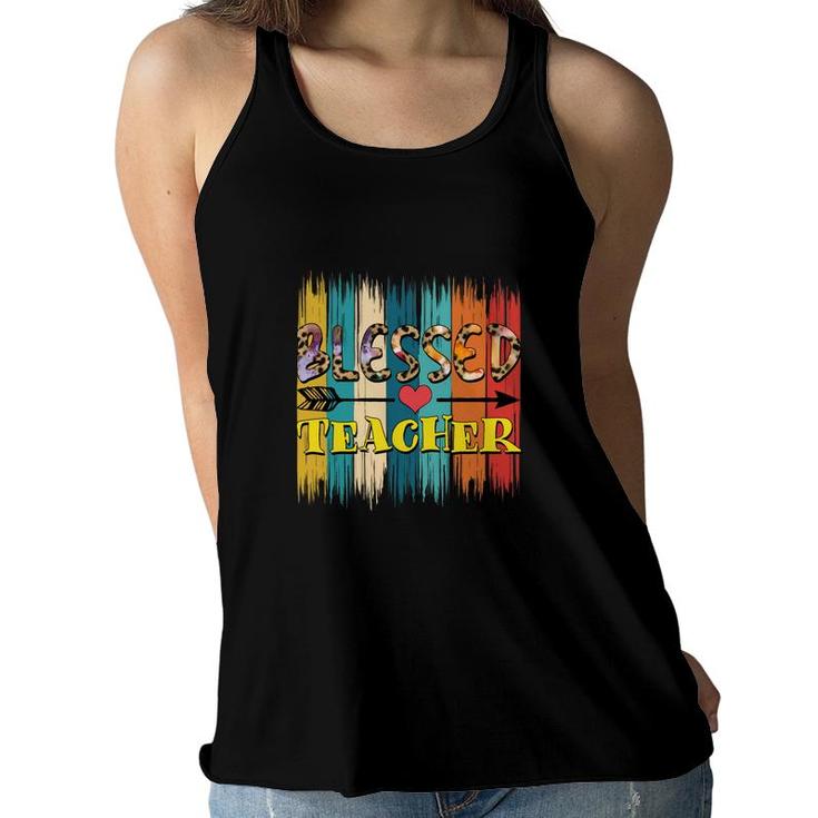 Blessed Teacher Funny With Leopard Great Women Flowy Tank