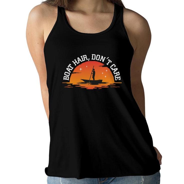 Boat Hair Dont Care Vintage Boating Retro 70S Sunset Women Flowy Tank