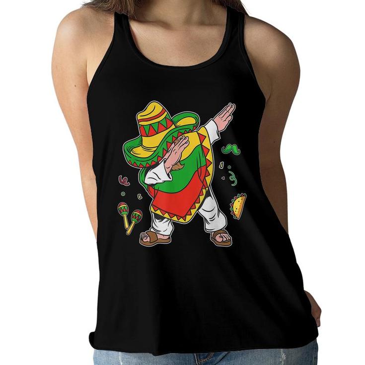 Dabbing Mexican Poncho Cinco De Mayo Boys Men Sombrero Dab  Women Flowy Tank