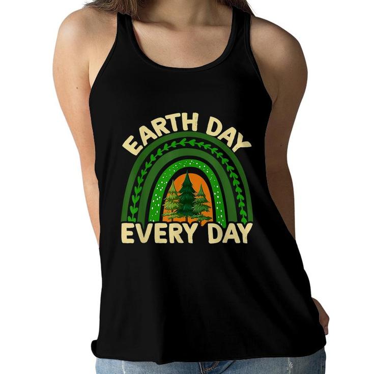 Earth Day Everyday Rainbow Pine Tree Earth Day Earth Day  Women Flowy Tank
