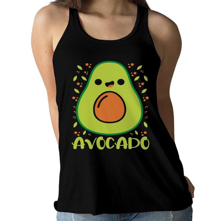 Funny Avocado Happy Avocado Green Color Women Flowy Tank