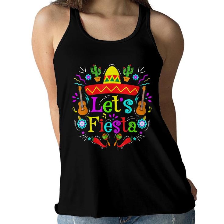 Funny Cinco De Mayo Cactus Lets Fiesta Mexican Fiesta Party  Women Flowy Tank