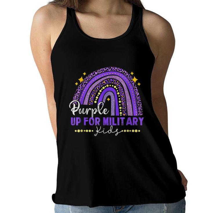 Funny Rainbow Purple Up For Military Kids Month Ribbon  Women Flowy Tank