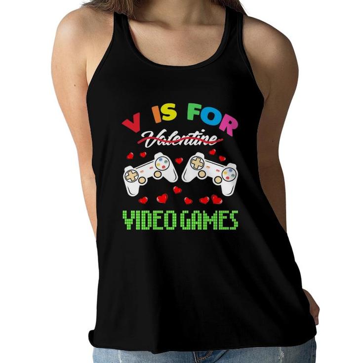 Funny Video Games Lover Valentine Day S For Kids Boys Women Flowy Tank