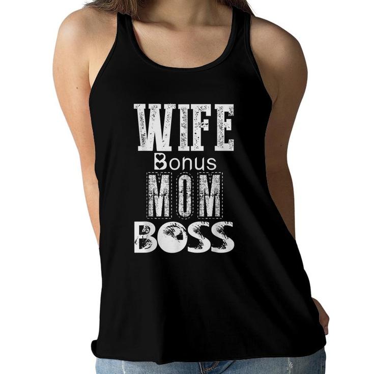 Funny Wife Bonus Mom Boss Mothers Day Gift For Boss Moms  Women Flowy Tank