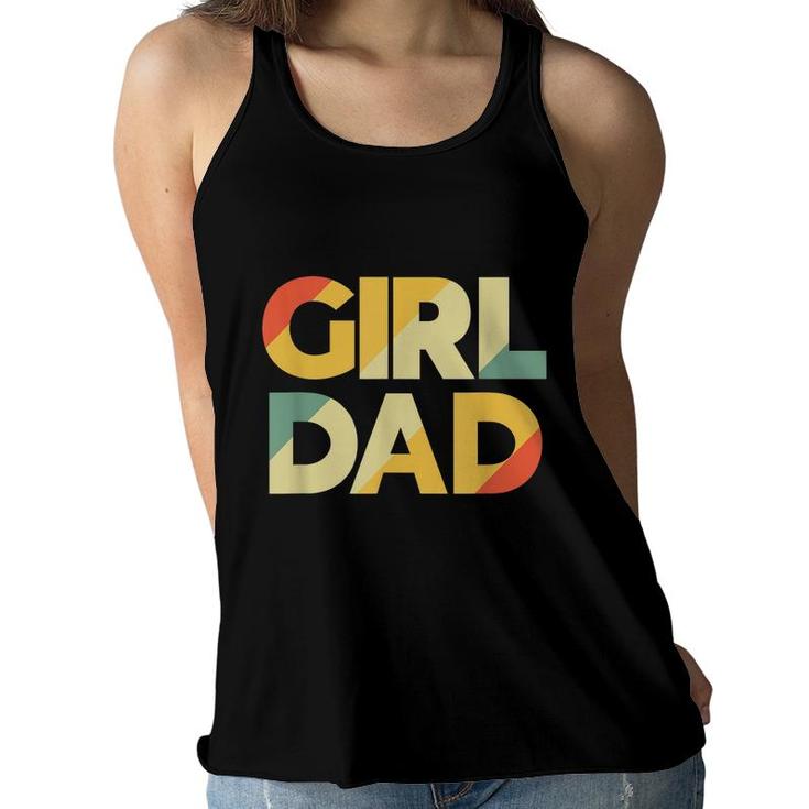 Girl Dad Vintage Daddy Fathers Day Daughter Bady Girl Dad  Women Flowy Tank
