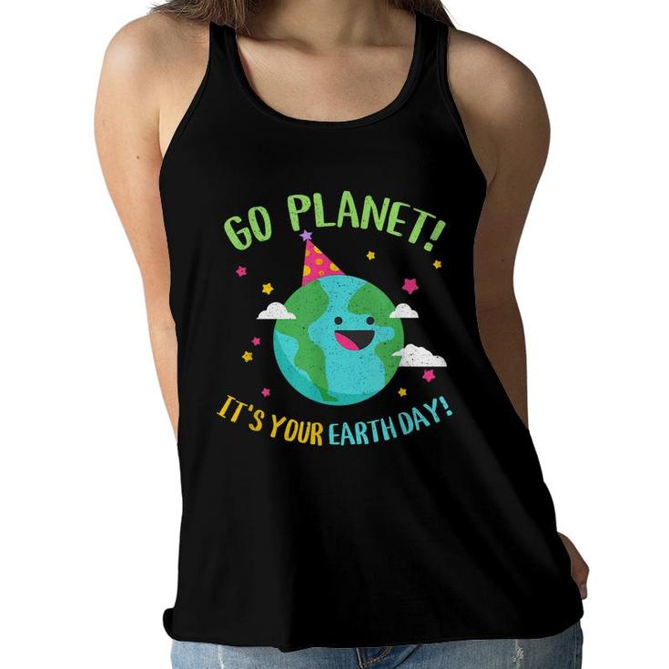 Happy Earth Day Go Planet Funny Science Teacher Recycle  Women Flowy Tank