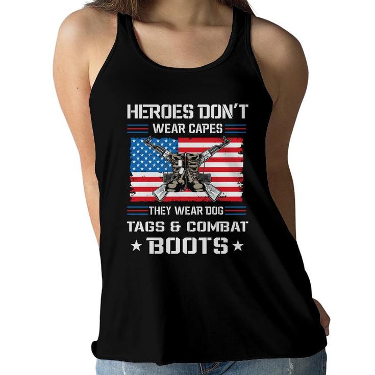 Heroes Dont Wear Capes Veteran 2022 They Wear Dog Women Flowy Tank