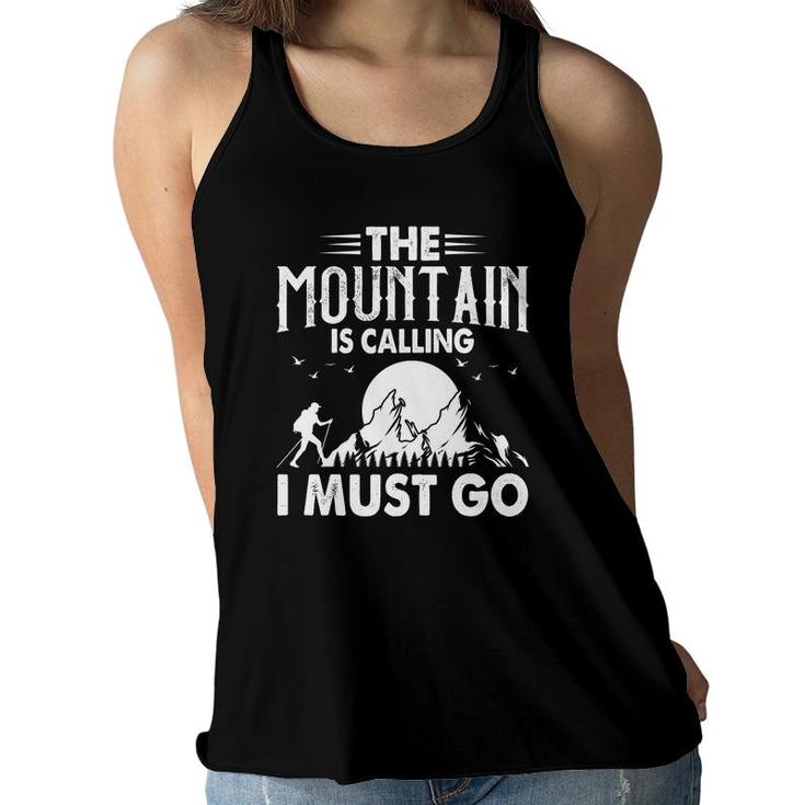 Hiking I Must Go Explore Travel Lover White Graphic Women Flowy Tank