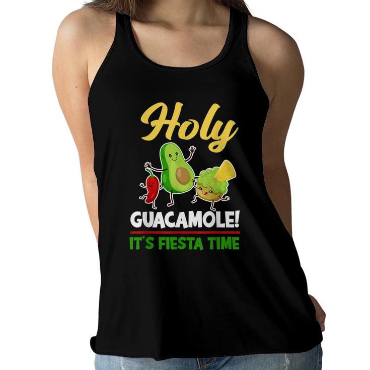 Holy Guacamole Its Fiesta Time Funny Avocado Cinco De Mayo  Women Flowy Tank