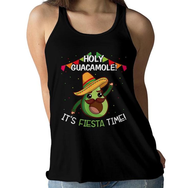 Holy Guacamole Its Fiesta Time Mexican Cinco De Mayo  Women Flowy Tank