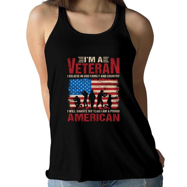 I Am A Veteran 2022 I Believe In God Family And Country Women Flowy Tank