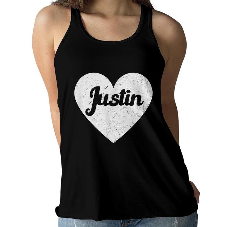 I Heart Justin - First Names And Hearts I Love Justin  Women Flowy Tank
