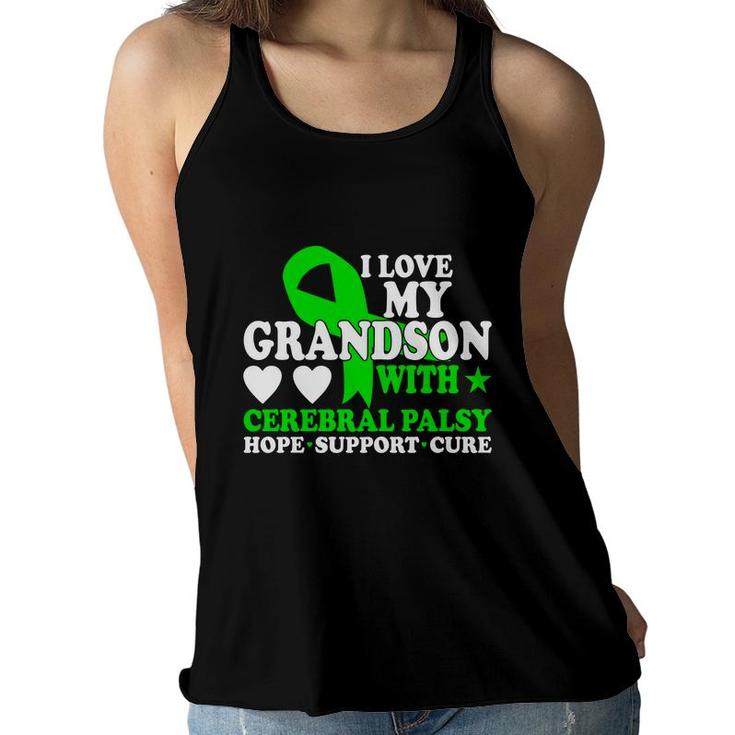 I Love My Grandson With Fight Cerebral Palsy Awareness Women Flowy Tank