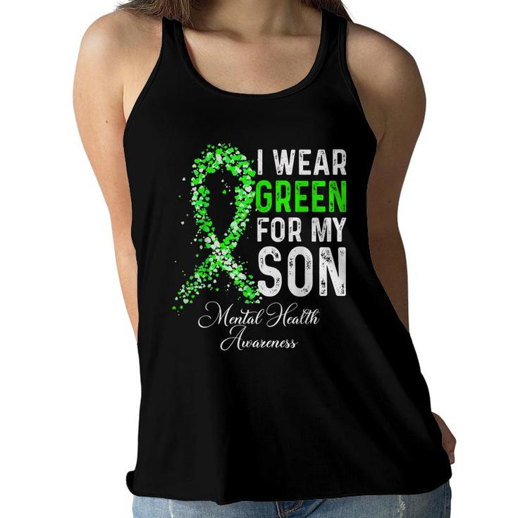 I Wear Green For My Son Mental Health Awareness Month  Women Flowy Tank