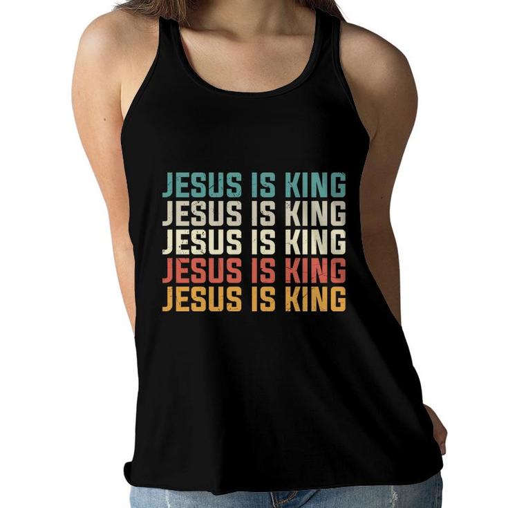 Jesus Is King Bible Verse Many Colors Graphic Christian Women Flowy Tank