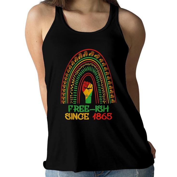 Juneteenth Rainbow Free-Ish Since 1865 African American Kids Women Flowy Tank