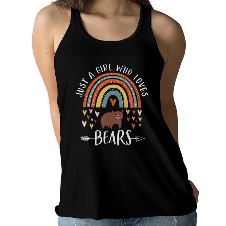 Just A Girl Who Loves Bears Rainbow Gifts Brown Bear Lover Women Flowy Tank