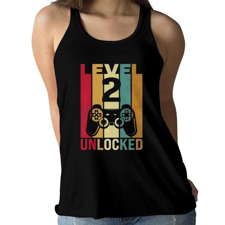Kids 2Nd Birthday Boy Son Funny Gamer 2 Years Old Women Flowy Tank