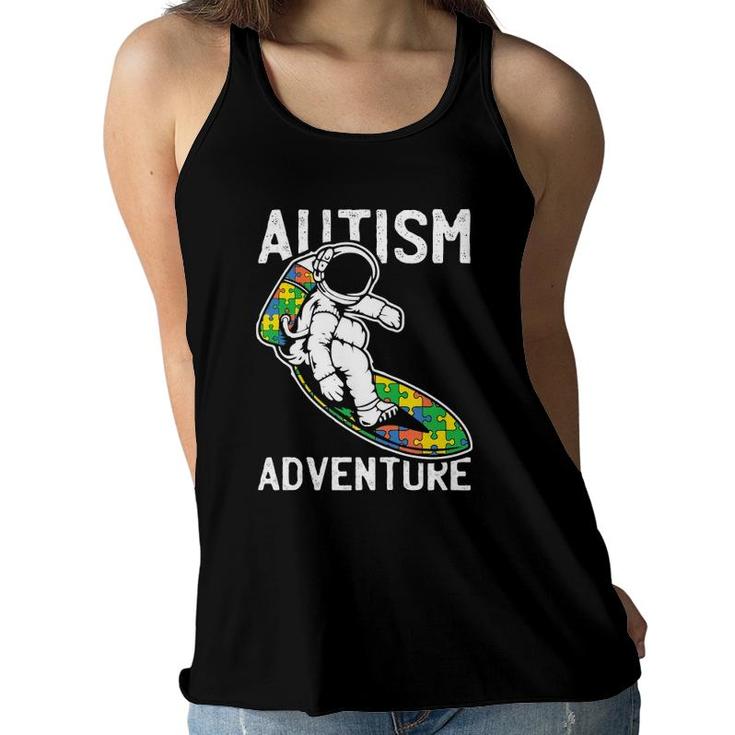 Kids Astronaut Surfing Autism Awareness Gifts For Autistic Kids Women Flowy Tank