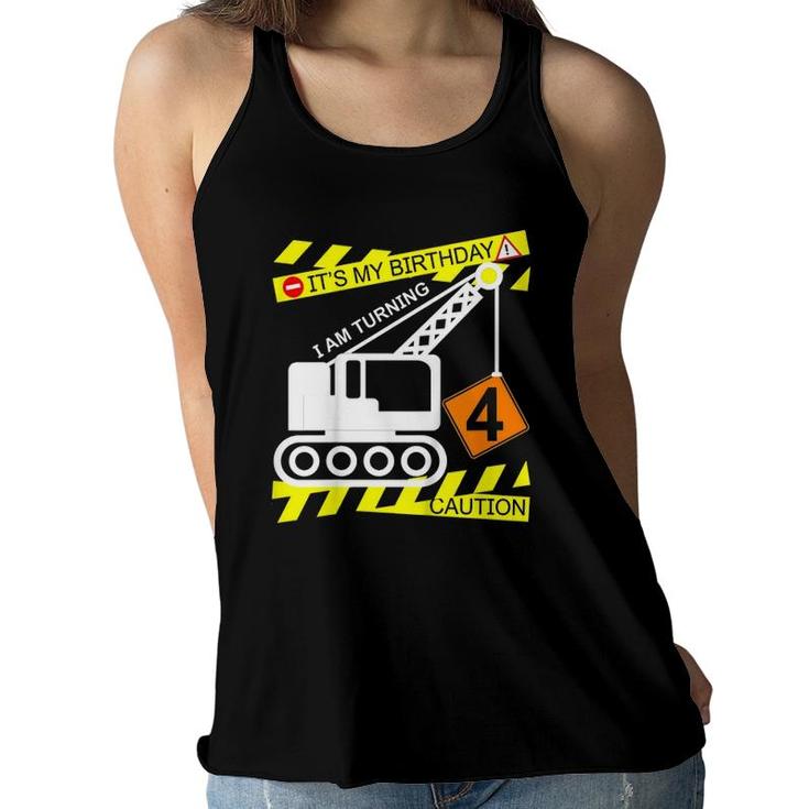 Kids Boys Construction Truck 4Th Birthday Gift For Age 4 Yrs Old Women Flowy Tank