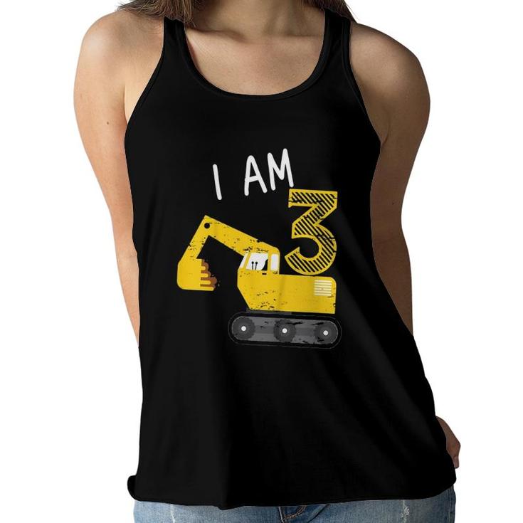 Kids Gift For Boys Construction Party Excavator 3Rd Birthday Women Flowy Tank