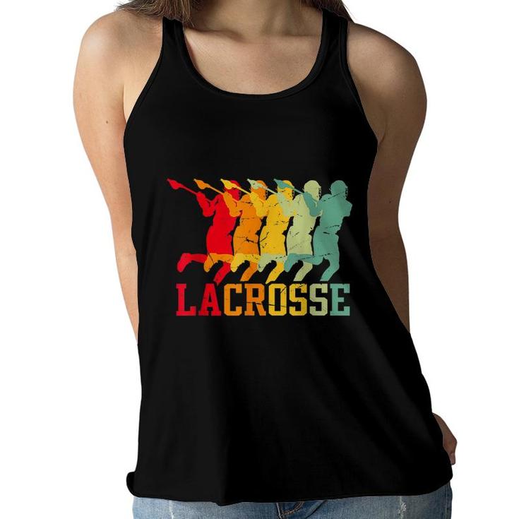 Lacrosse Vintage Retro Lacrosse Stick Sun Gift  Women Flowy Tank