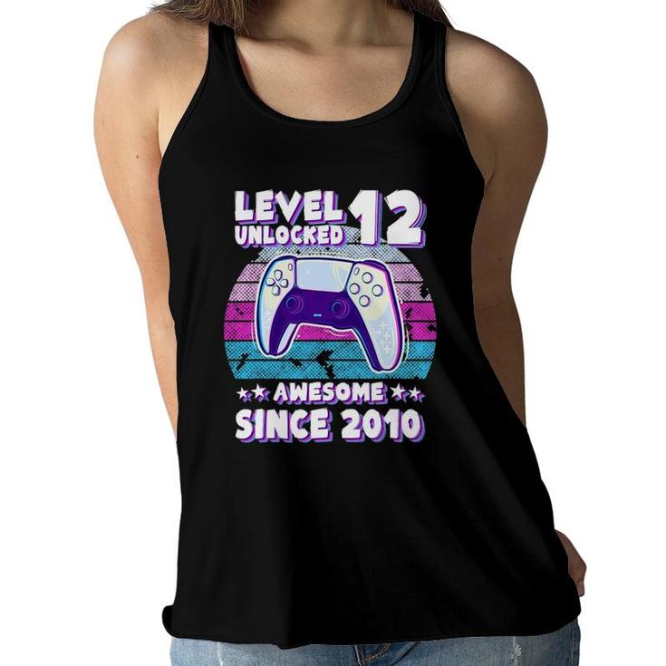 Level 12 Unlocked Bday Gamer Boy Girl 12 Years Old Birthday Women Flowy Tank