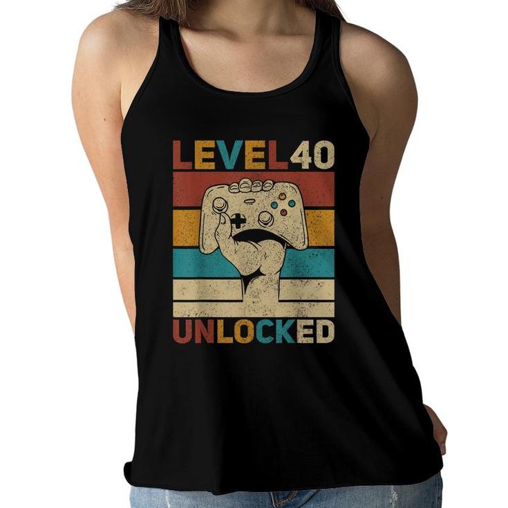 Level 40 Unlocked 40Th Birthday 40 Years Old Gamer Women Men  Women Flowy Tank