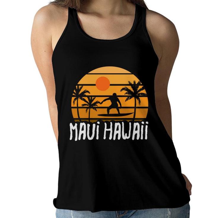 Maui Hawaii Beach Retro Sunset Summer Women Flowy Tank
