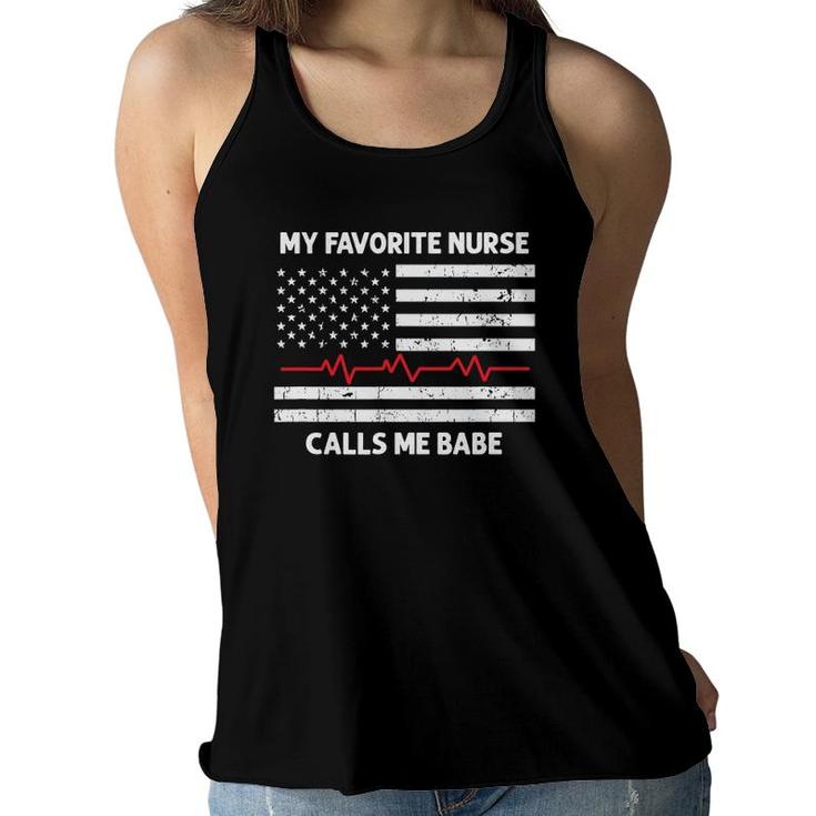 Mens My Favorite Nurse Calls Me Babe Gift For Boyfriend Husband Women Flowy Tank