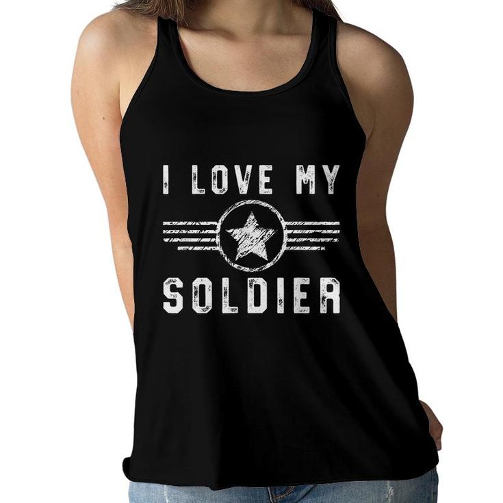 Military Wife Gift I Love My Soldier Husband Deployment  Women Flowy Tank