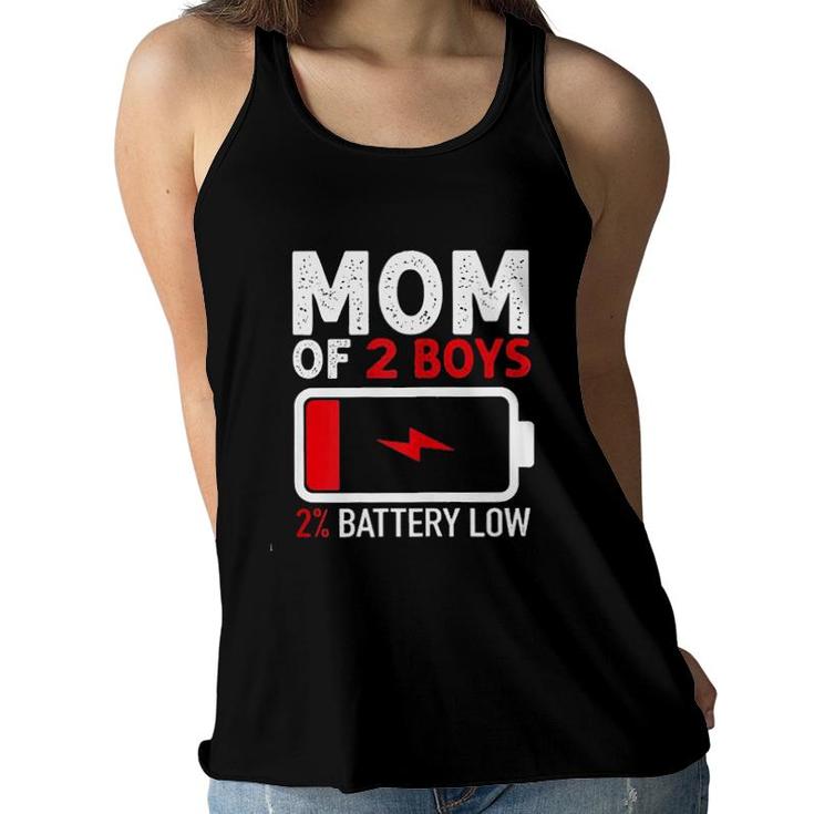 Mom Of 2 Boys 2 Percent Battery Low New Trend 2022 Women Flowy Tank