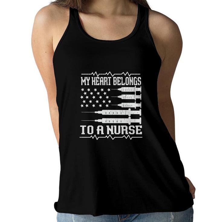 My Heart Belongs In To A Nurse Graphics New 2022 Women Flowy Tank