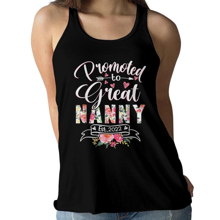 Promoted To Great Nanny Est 2022 Floral First Time Grandma  Women Flowy Tank
