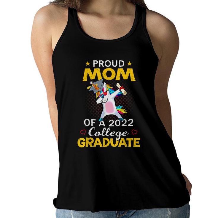 Proud Mom Of A 2022 College Graduate Unicorn Dabbing Gift  Women Flowy Tank