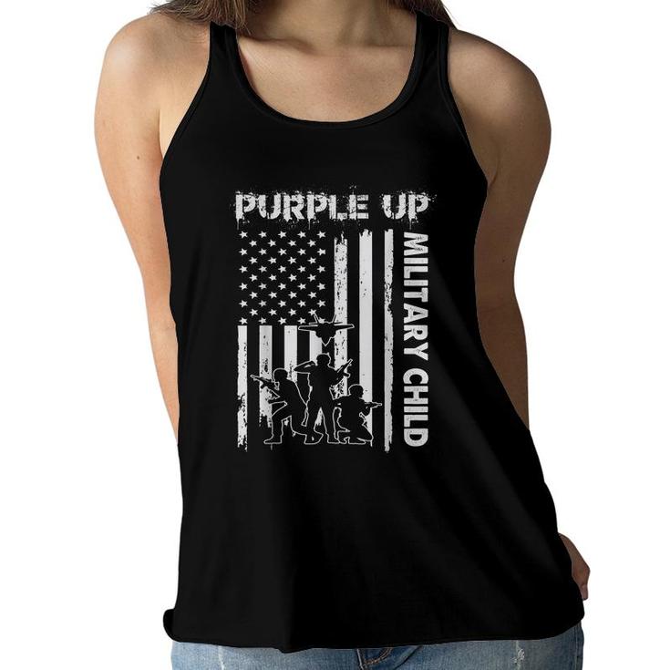 Purple Up For Military Kids Month Of Military Child Flag  Women Flowy Tank