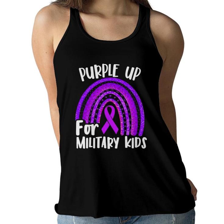 Purple Up For Military Kids  Purple Month Vintage Us Women Flowy Tank