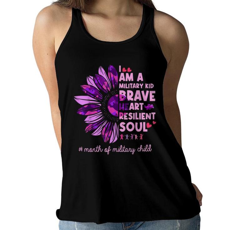 Purple Up For Military Kids Sunflower Military Child Month   Women Flowy Tank