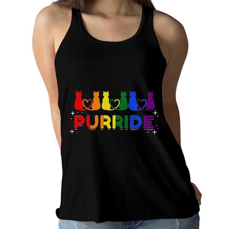 Purride Rainbow Colors Cat Animal Funny LGBT Pride Gift  Women Flowy Tank