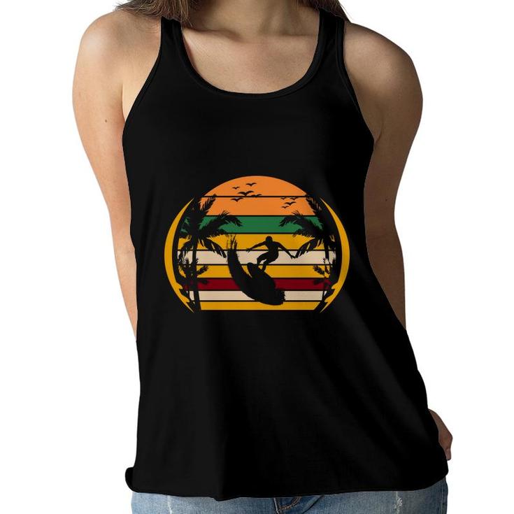Special Beach Retro Sunset Summer Surfing Women Flowy Tank