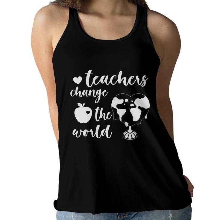 Teachers Change The World Heart Earth Great Women Flowy Tank