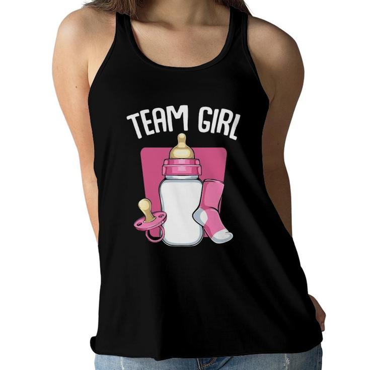 Team Girl Pink Funny Gender Reveal Baby Shower Party Family Women Flowy Tank