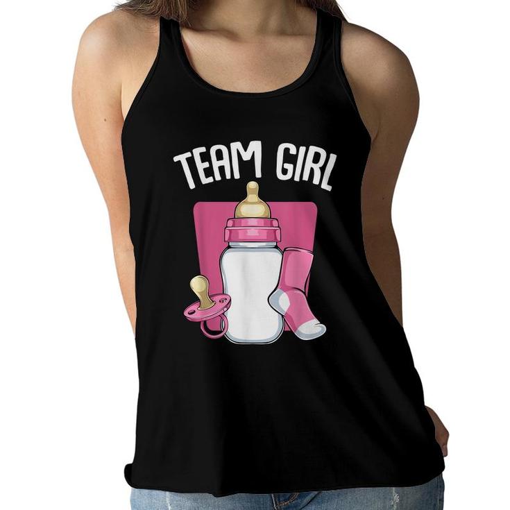 Team Girl Pink Funny Gender Reveal Baby Shower Party Family  Women Flowy Tank