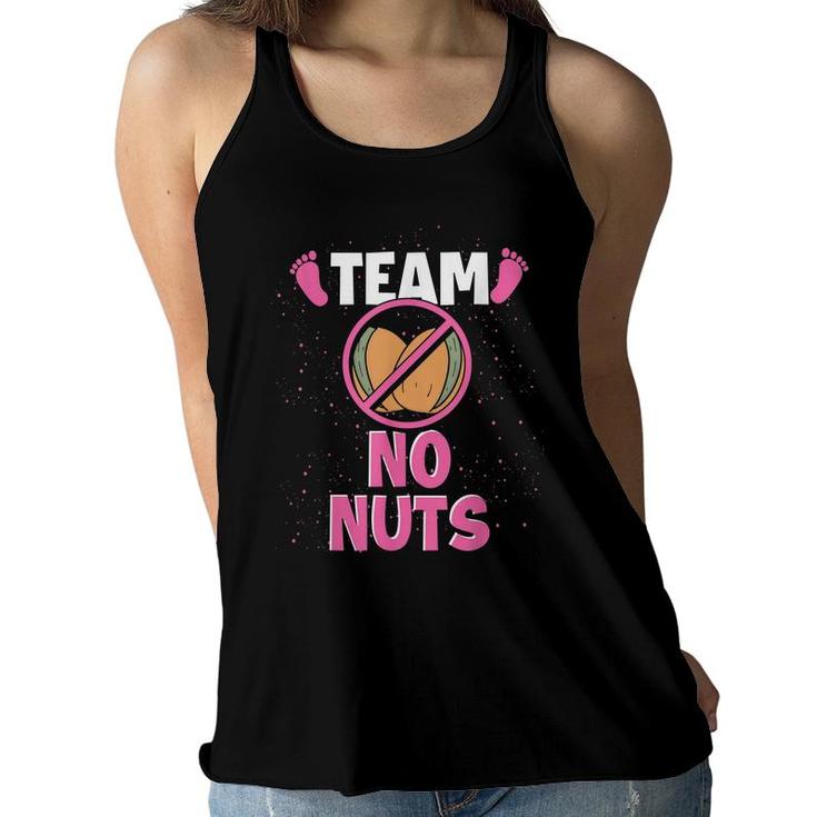 Team No Nuts Pregnancy Baby Party Funny Gender Reveal  Women Flowy Tank